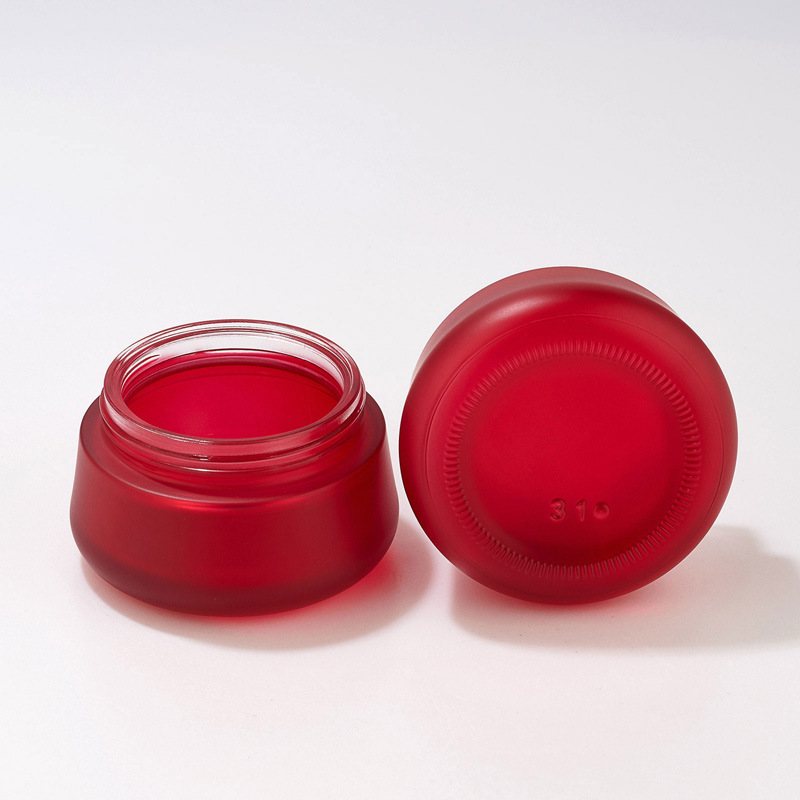 Round cosmetic red cream jar walang laman na glass cream jar Round cosmetic red cream jar walang laman na glass cream jar