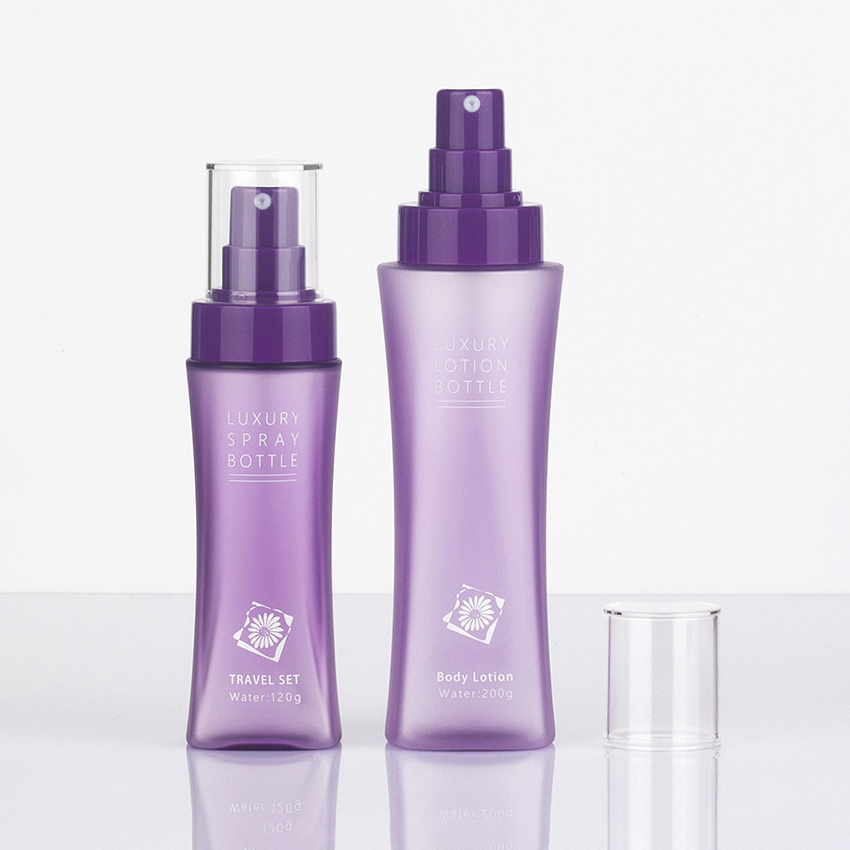 80ml 120ml 150ml 200ml na hugis ng alagang hayop na plastik na bote ng paglalakbay na sumasabog na disenyo para sa mga lotion toner-maliit na laki ng maginhawang spray bote