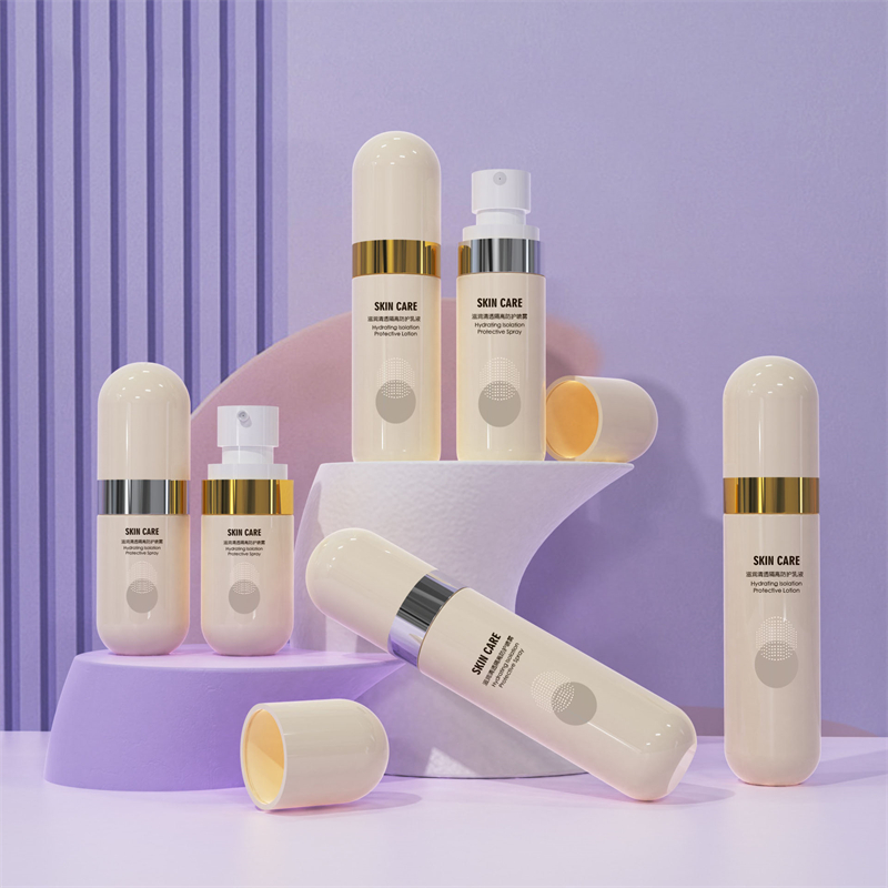 Beige plastic bote 40ml 60ml 80ml bote ng alkohol spray container para sa skincare hair mist tulog sunscreen spray bote