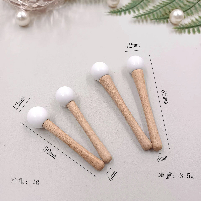 Wooden-handle ceramic bead eye cream massage stick cosmetic spatula Wooden-handle ceramic bead eye cream massage stick cosmetic spatula