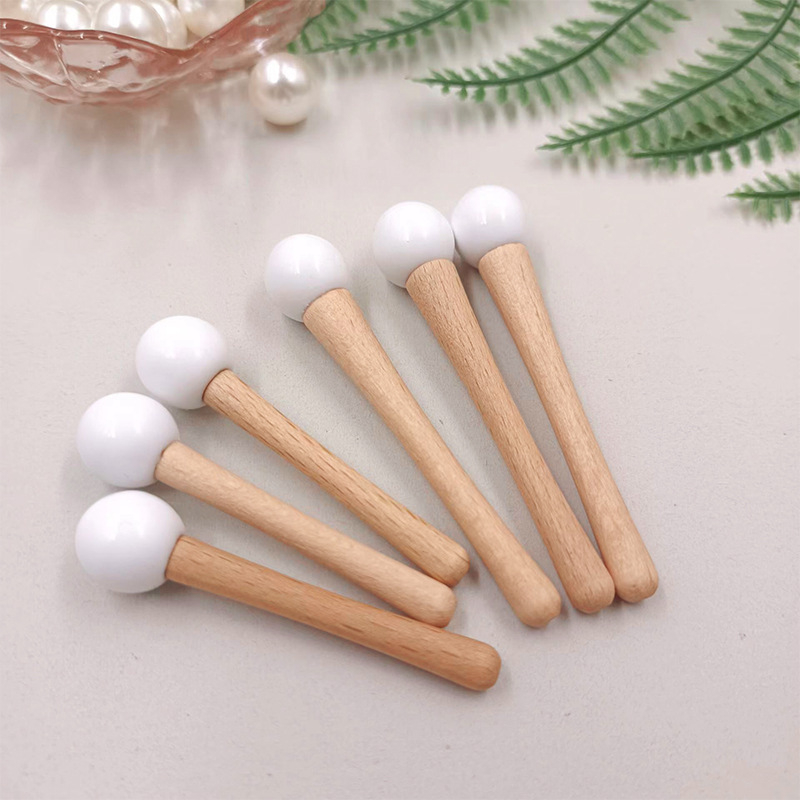 Wooden-handle ceramic bead eye cream massage stick cosmetic spatula Wooden-handle ceramic bead eye cream massage stick cosmetic spatula