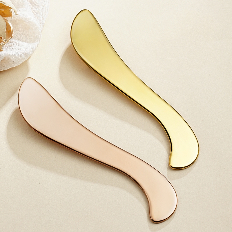 Zinc alloy gua sha tool, kasama ang makinis na disenyo na hugis ng talim Zinc alloy gua sha tool, kasama ang makinis na disenyo na hugis ng talim