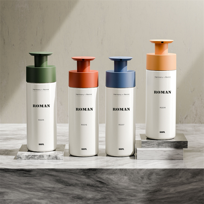 200ml 300ml 400ml 600ml Pet Plastic Round Pump Bottles Para sa Shampoo Body Wash Lotion Liquid Hand Soap Shower Gel Packaging