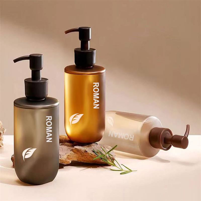 Luxury 150 200ml 300ml 500ml Frosted Plastic Lotion Pump Bottle Cosmetic Body Wash Oil Cleanser Bottle Grey Long Nozzle Dispenser