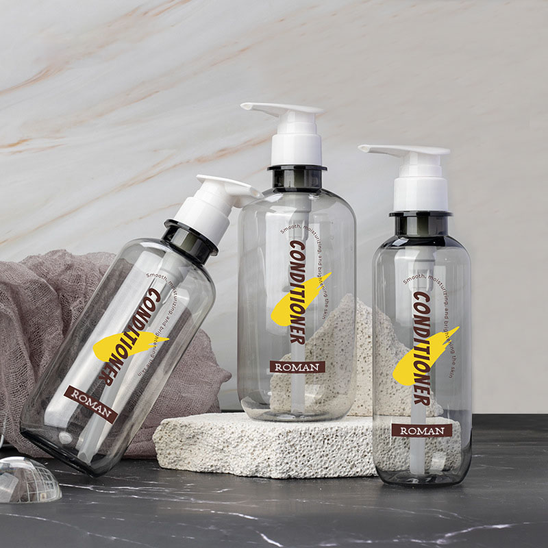 Plastik na walang laman na bote ng lotion 300ml 400ml 500ml 600ml Pet Boston Round Shampoo Conditioner Bottle Shower Gel Dispenser Pump Bottle