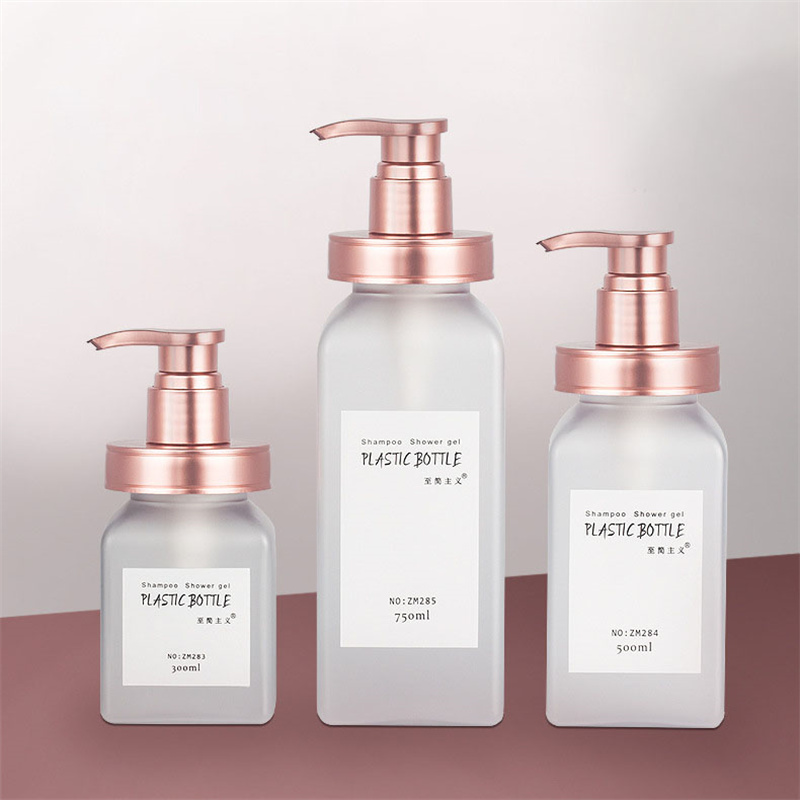300ml 500ml 700ml Luxury Cosmetic Packaging Frosted Soft Surface Touch Squeeze Body Lotion Hugasan Hotel Shampoo Bottles na may Gold Rose Pump