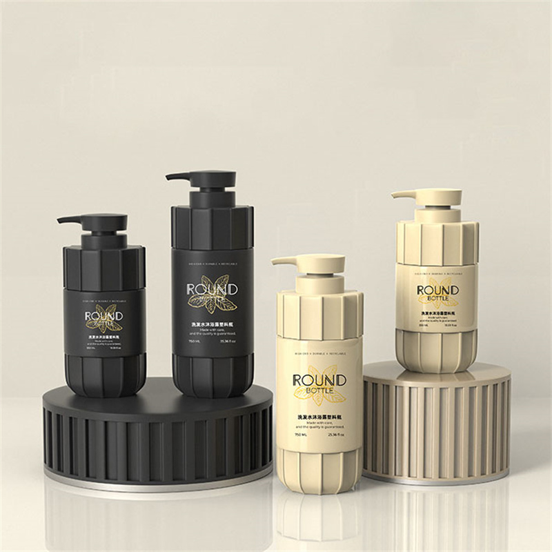 Matte Black 550 ml 600 ml 700 ml 750ml Pet Plastic Strip makapal na pader plastic lotion pump bote para sa mas malinis na suncream shampoo shower gel