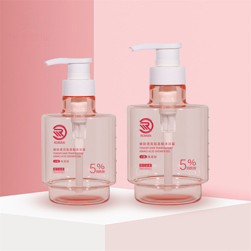 Bagong Arrival Premium Pink 250ml 300ml 400ml Matte Transparent Empty Round Luxury Skincare Body Oil Face Serum Pump at Lotion Bottle na may Packaging