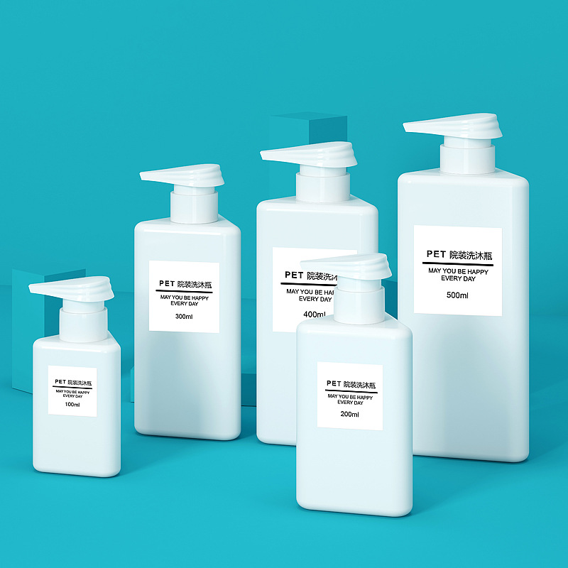 Bagong Triangular Pet Plastic Empty Bote para sa Facial Cleanser Lotion o Skincare Lotion 100ml 200ml 300ml 400ml 500ml Cosmetic Bottle