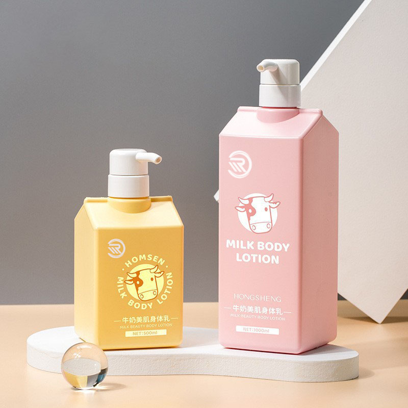 Square 400ml 500ml 800ml 1000ml Hdpe Creative Milk Carton Milk Body Lotion Bottle Shampoo Conditioner Pet Body Wash Bottle